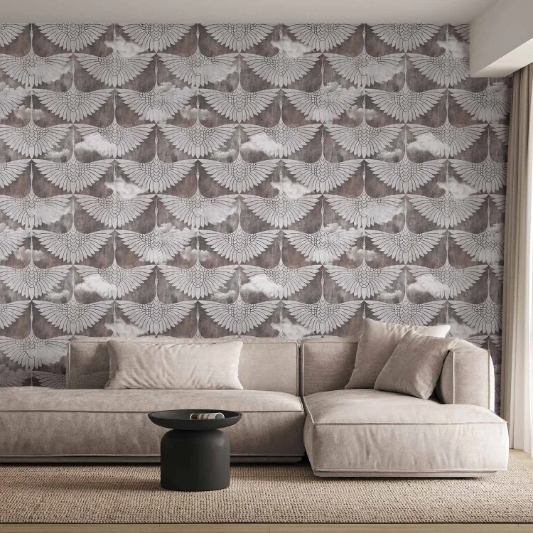 Oiseau kirki - fond régulier dans le style art déco
