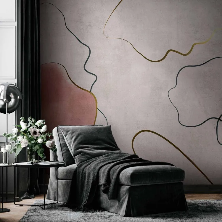 Abstraction apaisante - composition de formes fluides sur fond rose