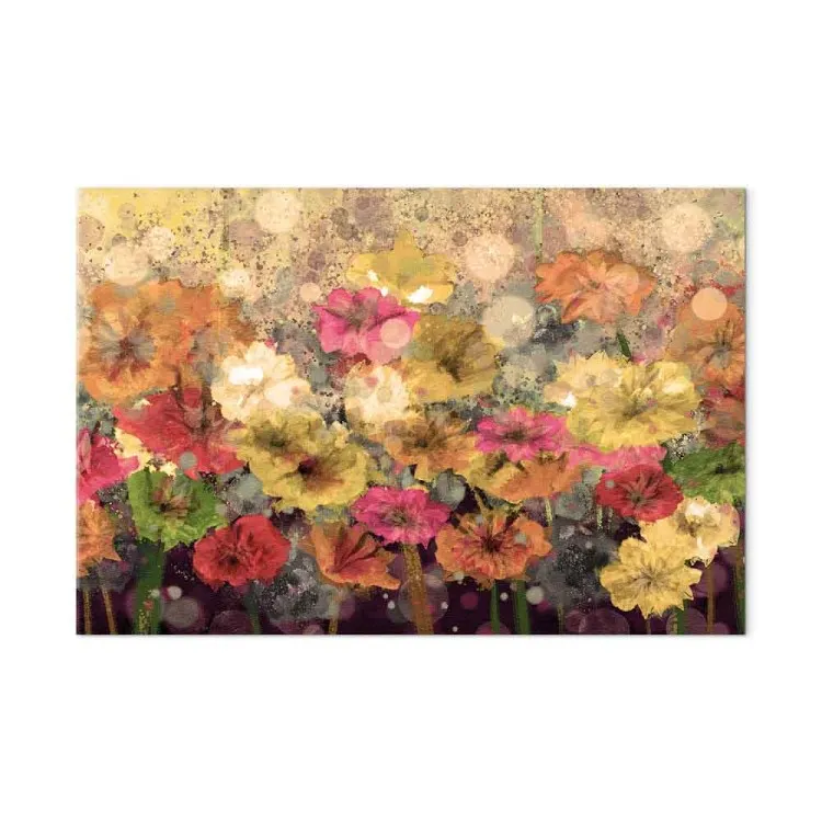 Rosée sur prairie peinte - fleurs multicolores du printemps