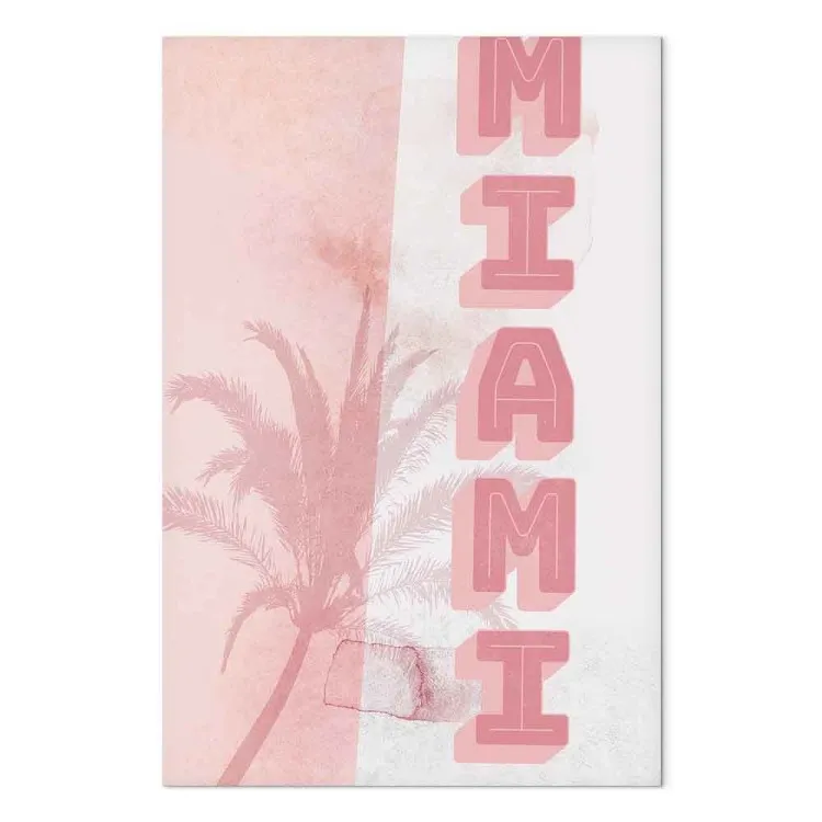 Néons de la ville - texte rose Miami devant grande palme