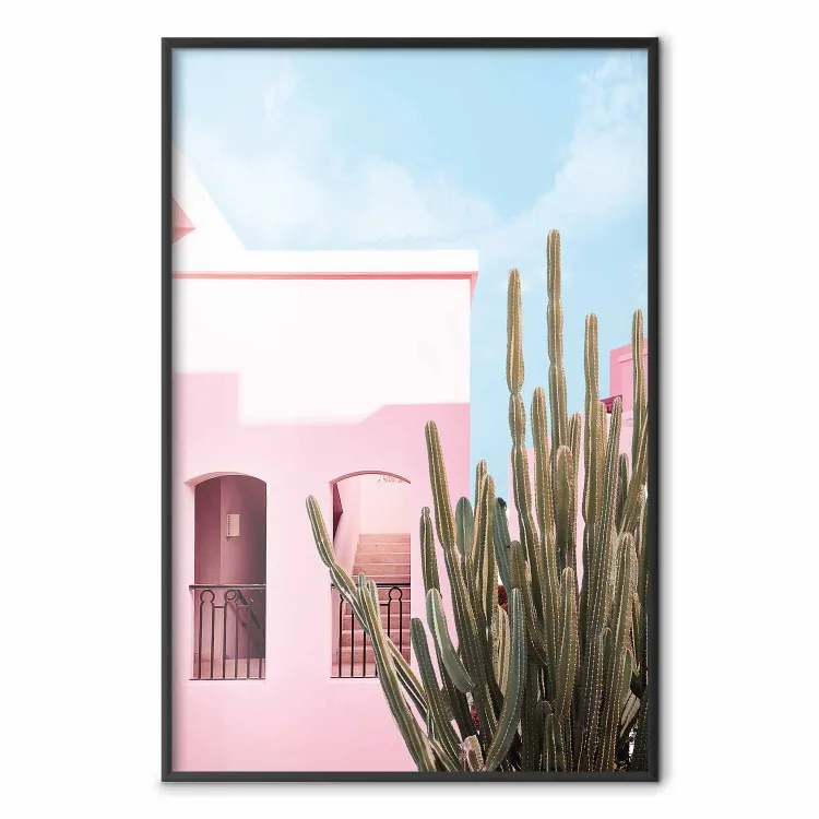 Miami Cactus - maison rose fond ciel bleu lumière