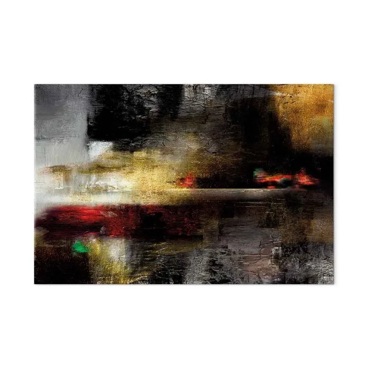 Paysage abstrait (1 pièce) - horizon doré avec une touche de rouge