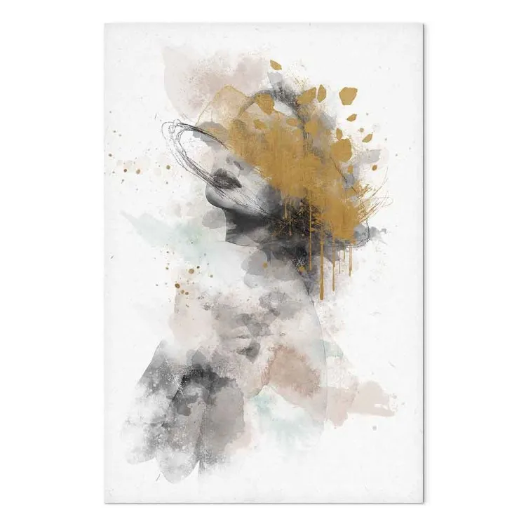 Portrait d'une femme (1 pièce) - motif abstrait avec touches dorées