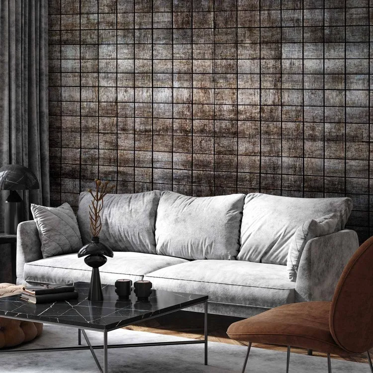 Carreaux de bois - fond gris avec des petits rectangles en mosaïque