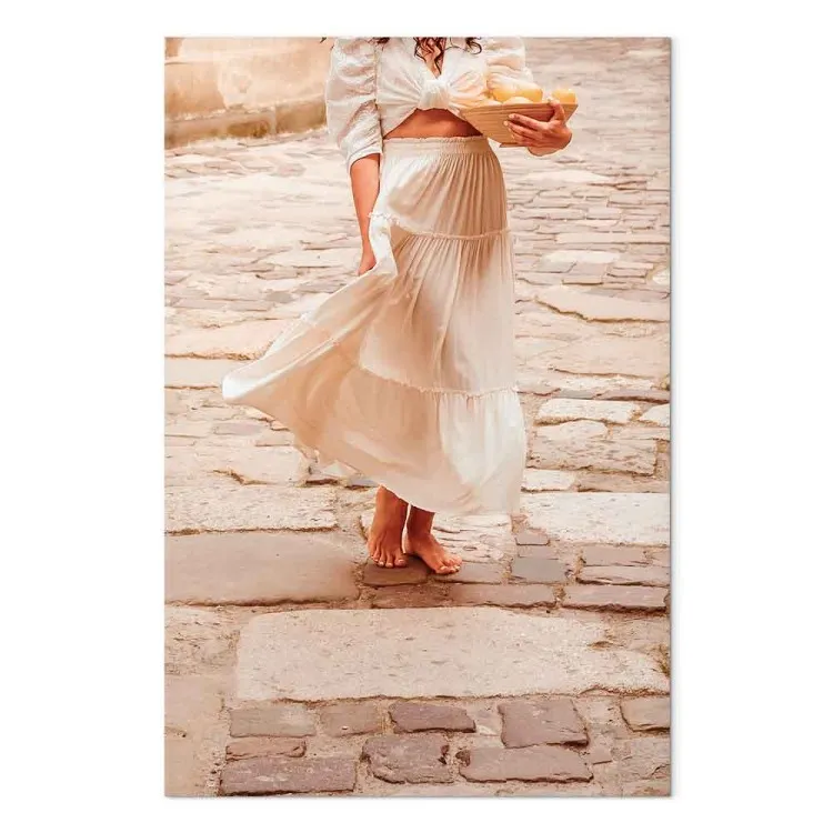 Dame aux citrons (1 partie) - femme en jupe blanche et fruits