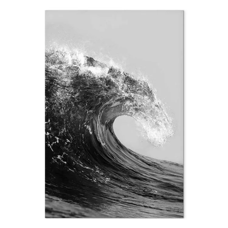 Mer en noir et blanc (1 partie) - paysage unique avec vague marine