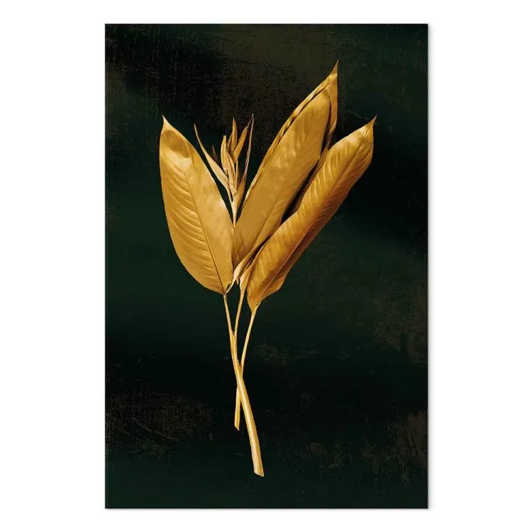 Bouquet de feuilles (1 partie) - plante dorée sur fond noir