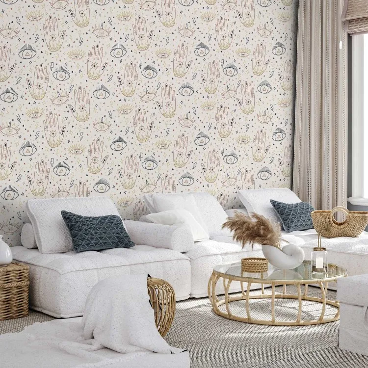 Chiromancie - motif couleurs chaudes et symboles