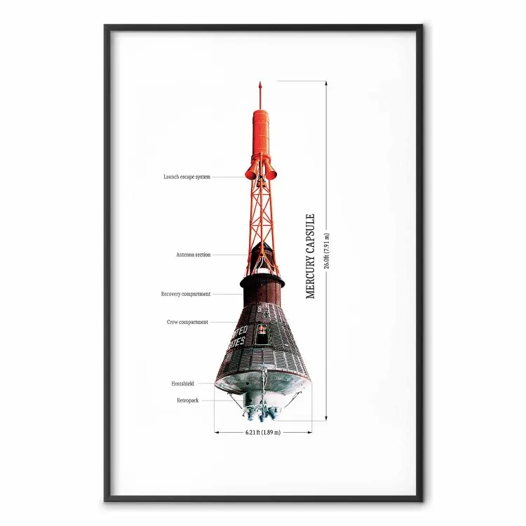 Capsule Mercury - schéma technique de véhicule spatial à l'échelle