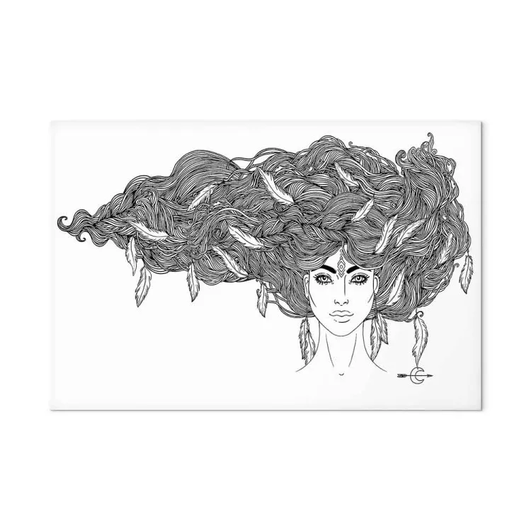 Portrait de jeune fille (1 partie) - visage féminin noir et blanc