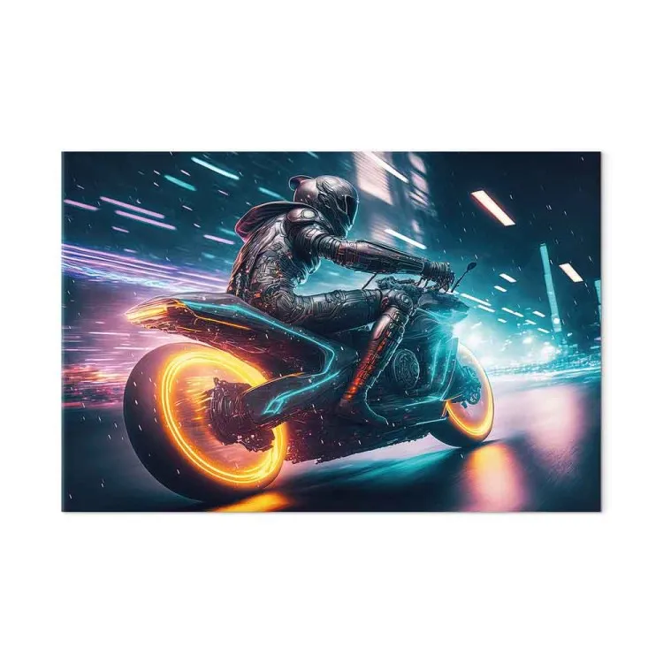 Vitesse de la lumière - motocycliste lors d'une course nocturne