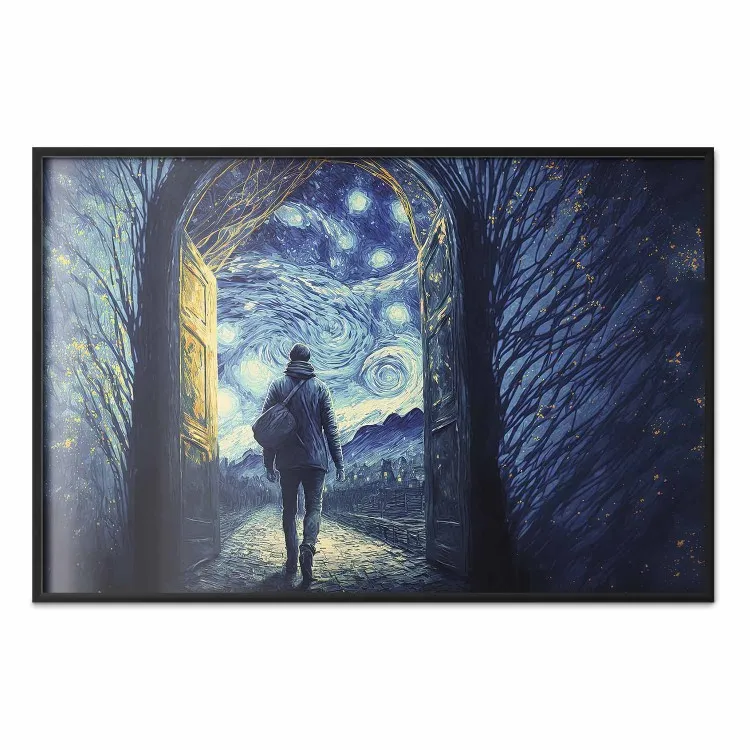 Porte vers le monde nocturne - abstraction à la manière de Van Gogh