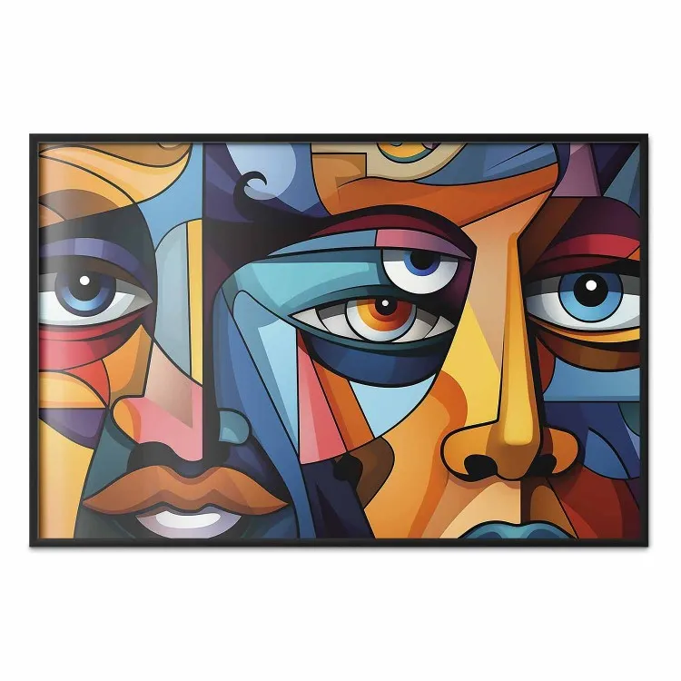 Visages cubistes - composition géométrique à la manière de Picasso