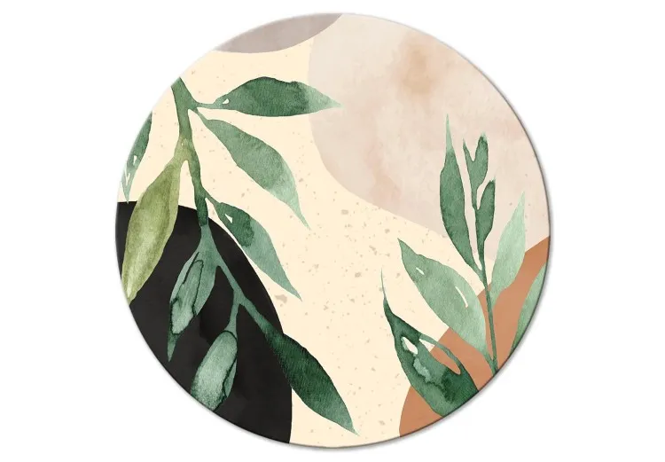 Abstraction végétale - grandes feuilles en bruns et verts pastel