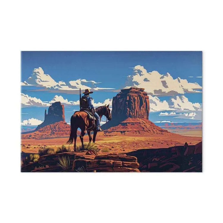 Cowboy dans la nature - cavalier admirant le paysage rocheux