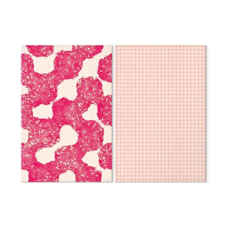 Compositions roses - motifs géométriques pastel sur fond clair