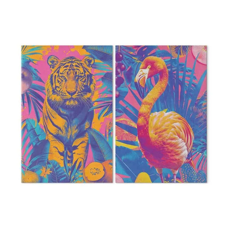 Images tropicales - animaux pop-art sur fond jungle