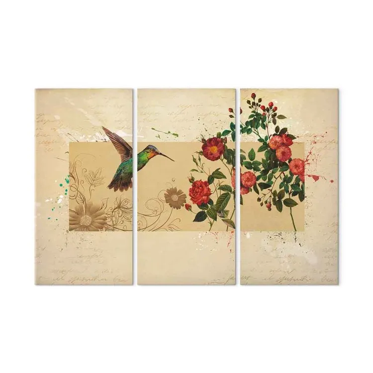 Oiseau-mouche et roses