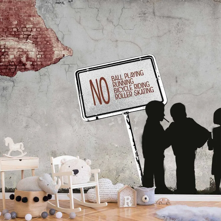 No ball playing... - street art dans le style de Banksy