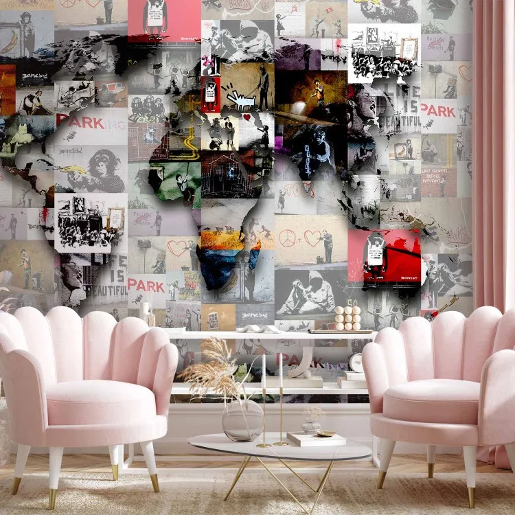 Street art et Banksy - carte du monde sous forme de collage