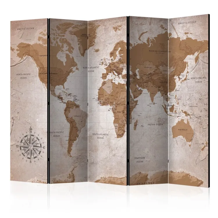 Voyages orientaux - carte du monde orientale avec continents bruns